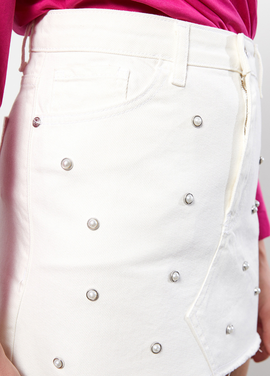 Белая джинсовая однотонная юбка LC Waikiki