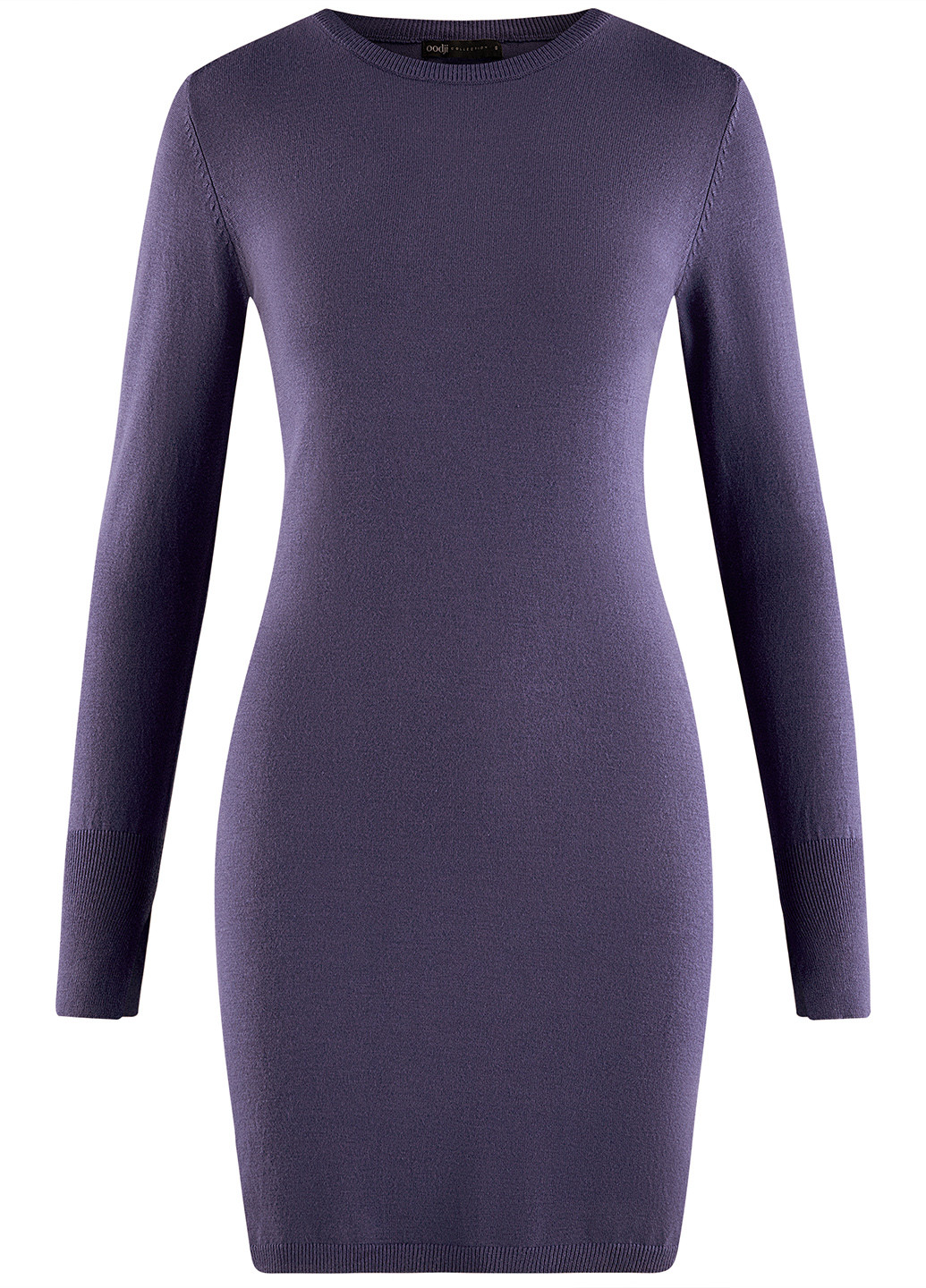 Фиолетовое кэжуал платье с длинным рукавом Oodji однотонное