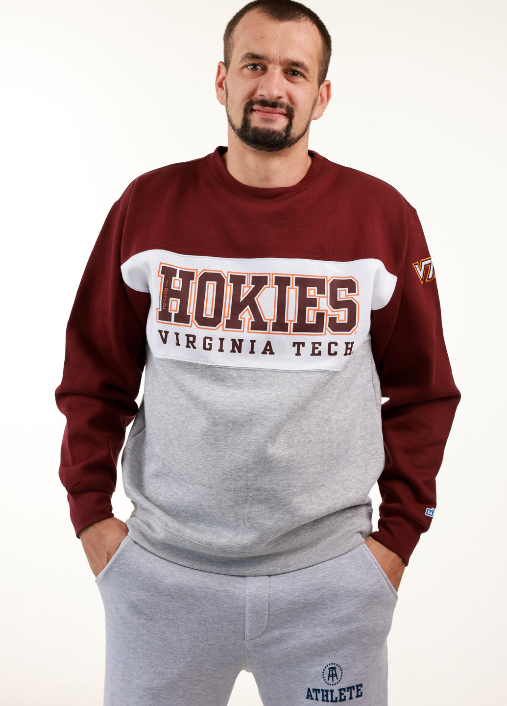 Комбінований світшот Blue 84 колор блок вишивка (359854801)