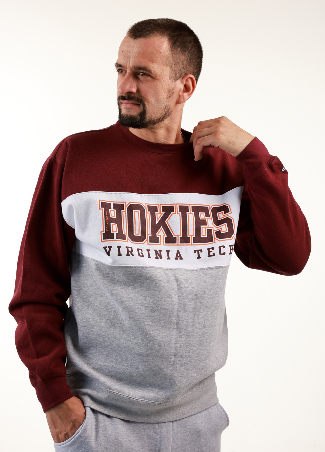 Комбінований світшот Blue 84 колор блок вишивка (359854801)