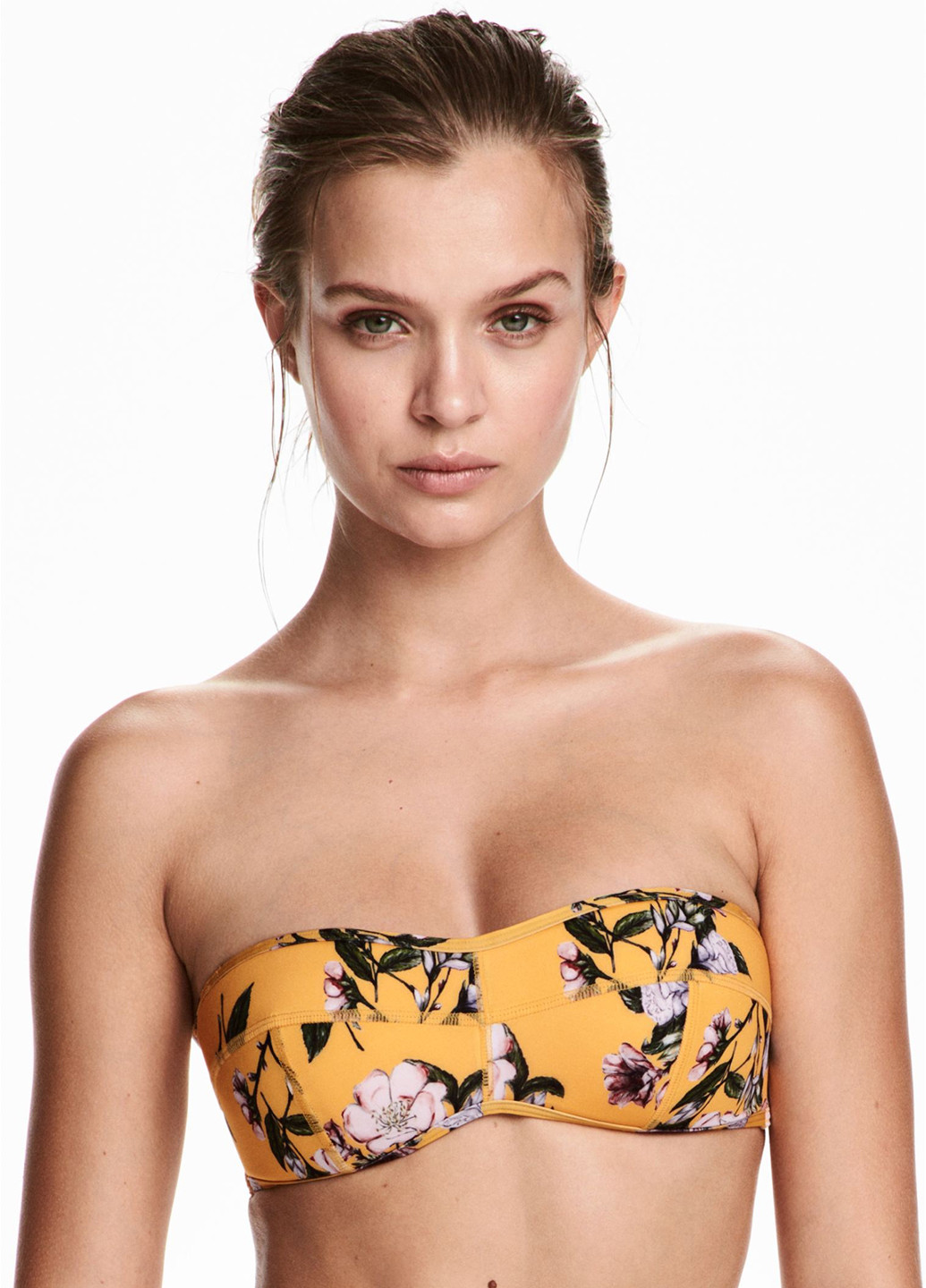 Купальний ліф H&M бандо квітковий жовтий пляжний поліестер