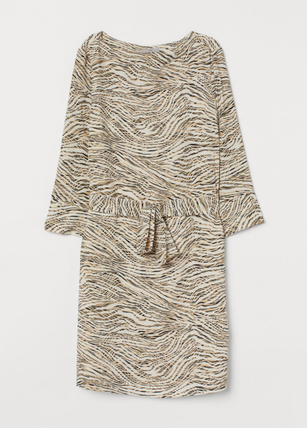 Серо-бежевое кэжуал платье H&M зебра