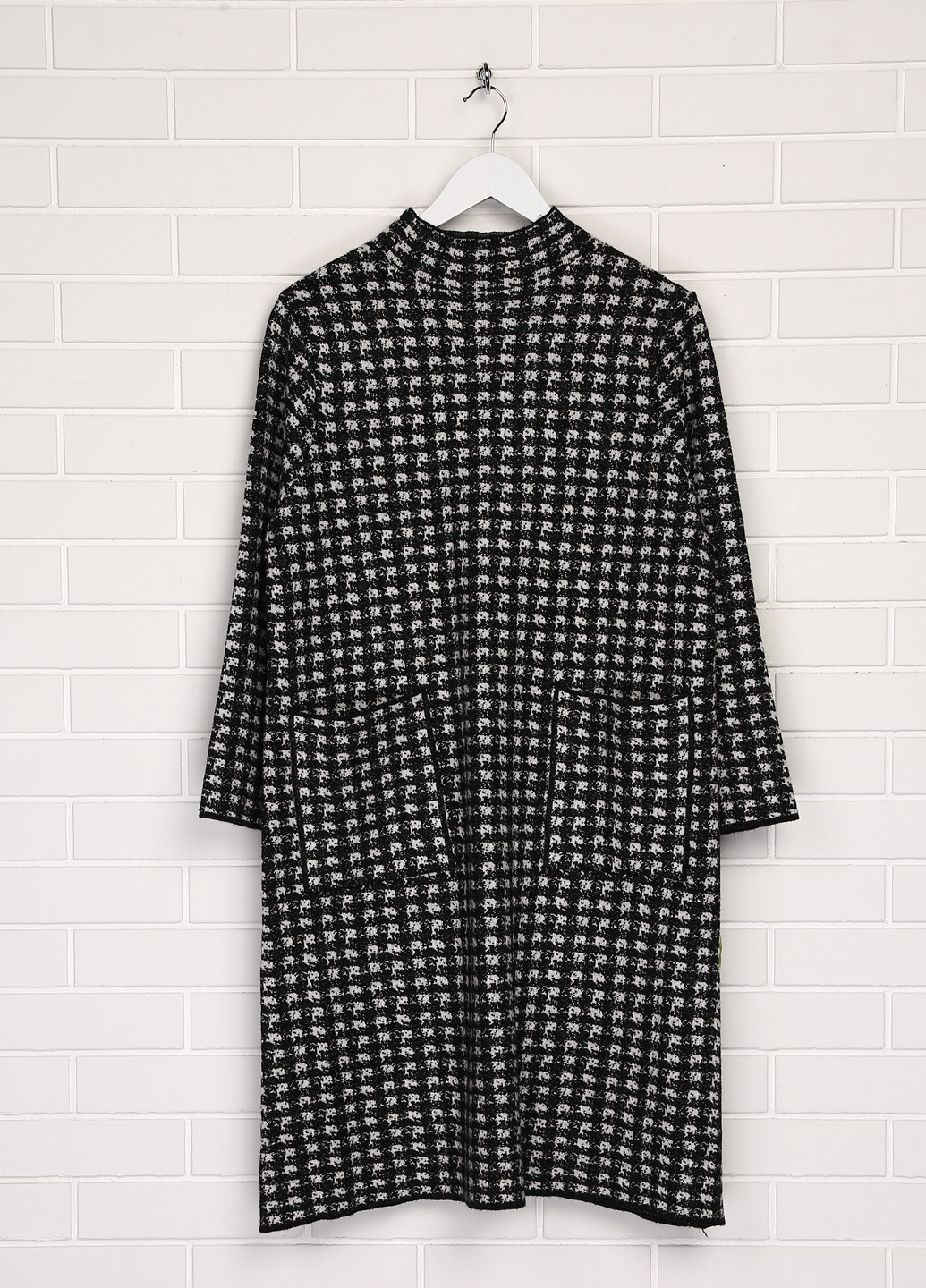 Черно-белое кэжуал платье футляр Made in Italy с узором пье-де-пуль «гусиная лапка»