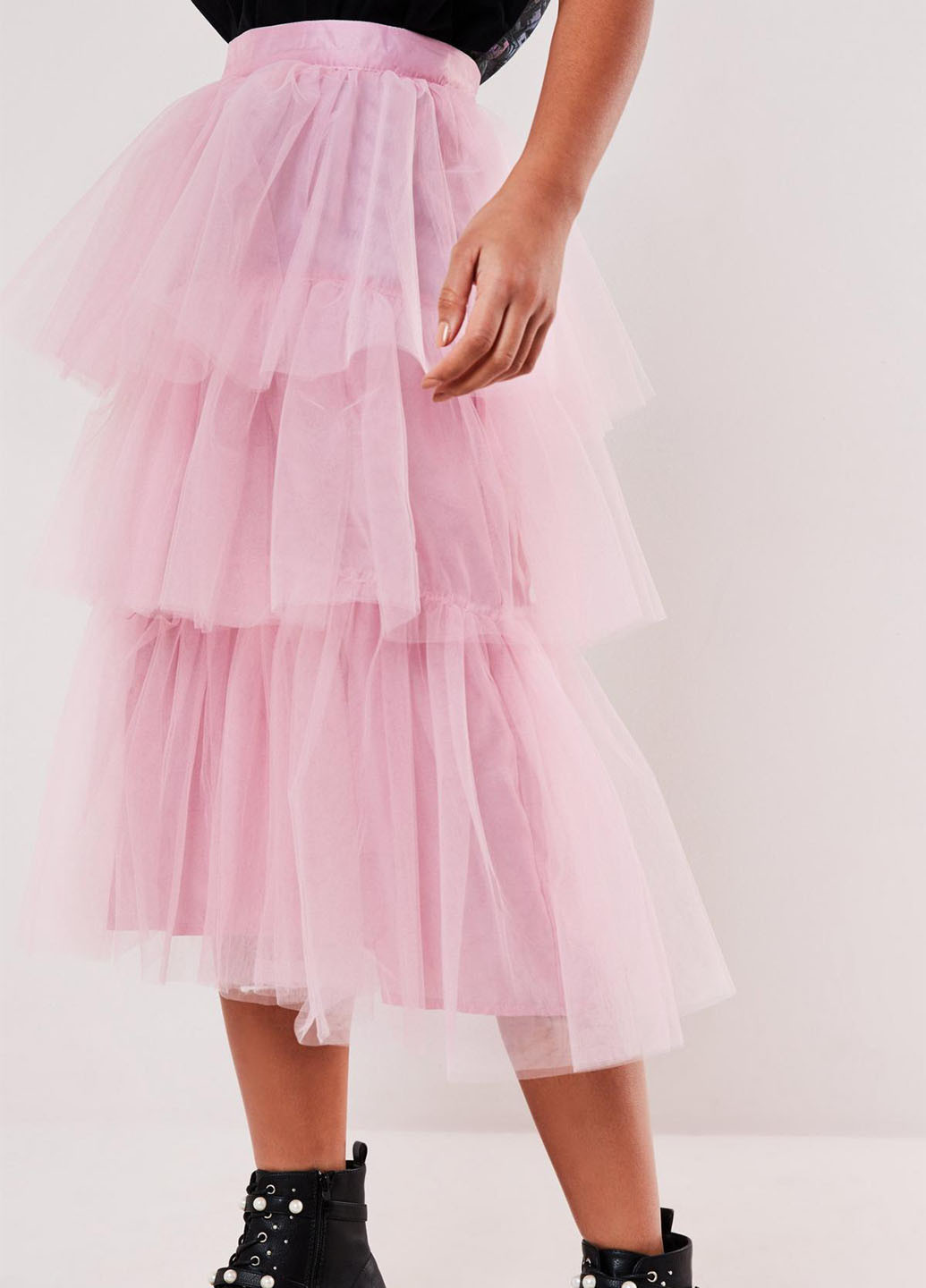 Розовая кэжуал однотонная юбка Missguided клешированная