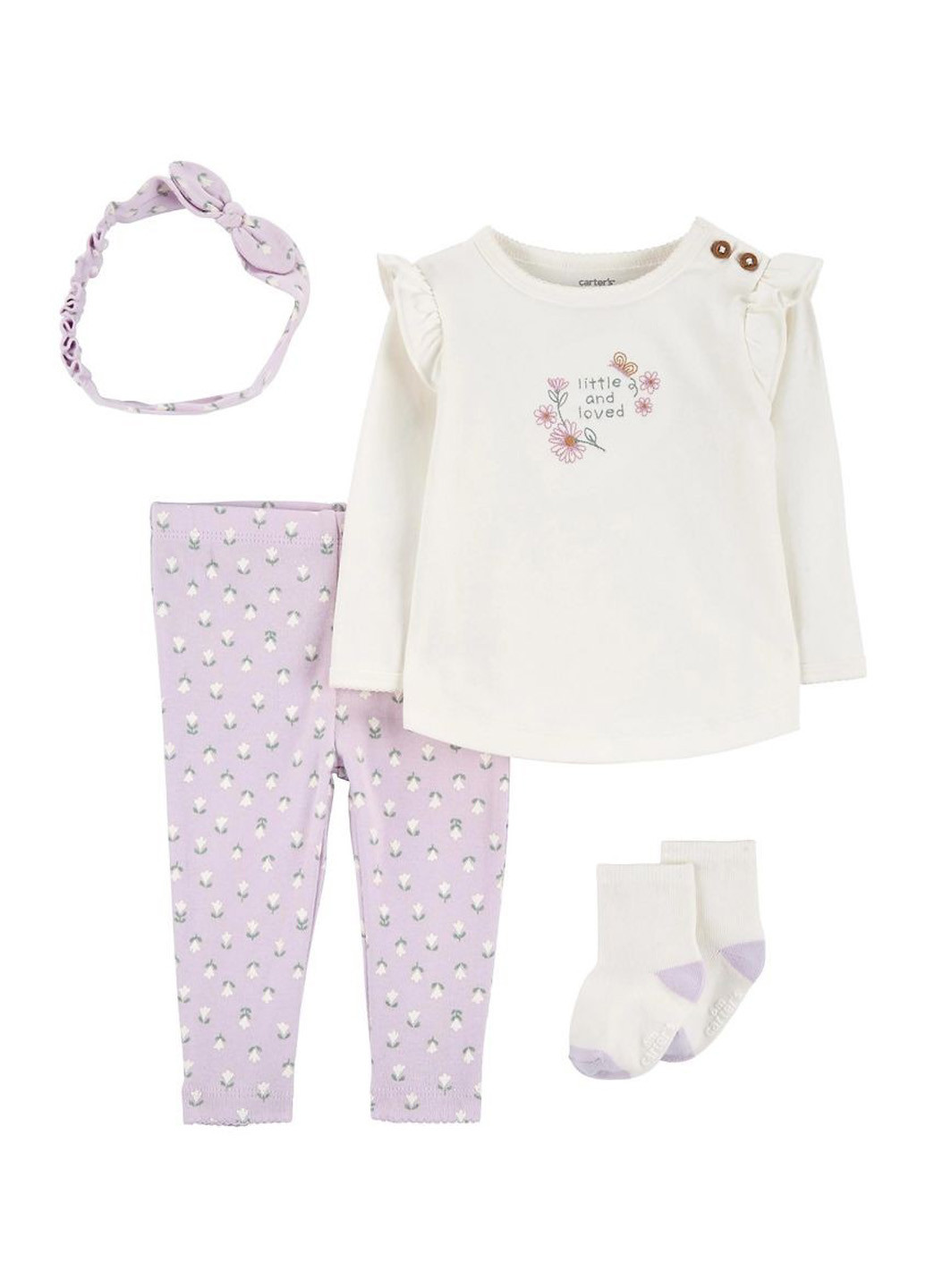 Комбинированный демисезонный комплект (лонгслив, штаны, повязка, носки) Carter's