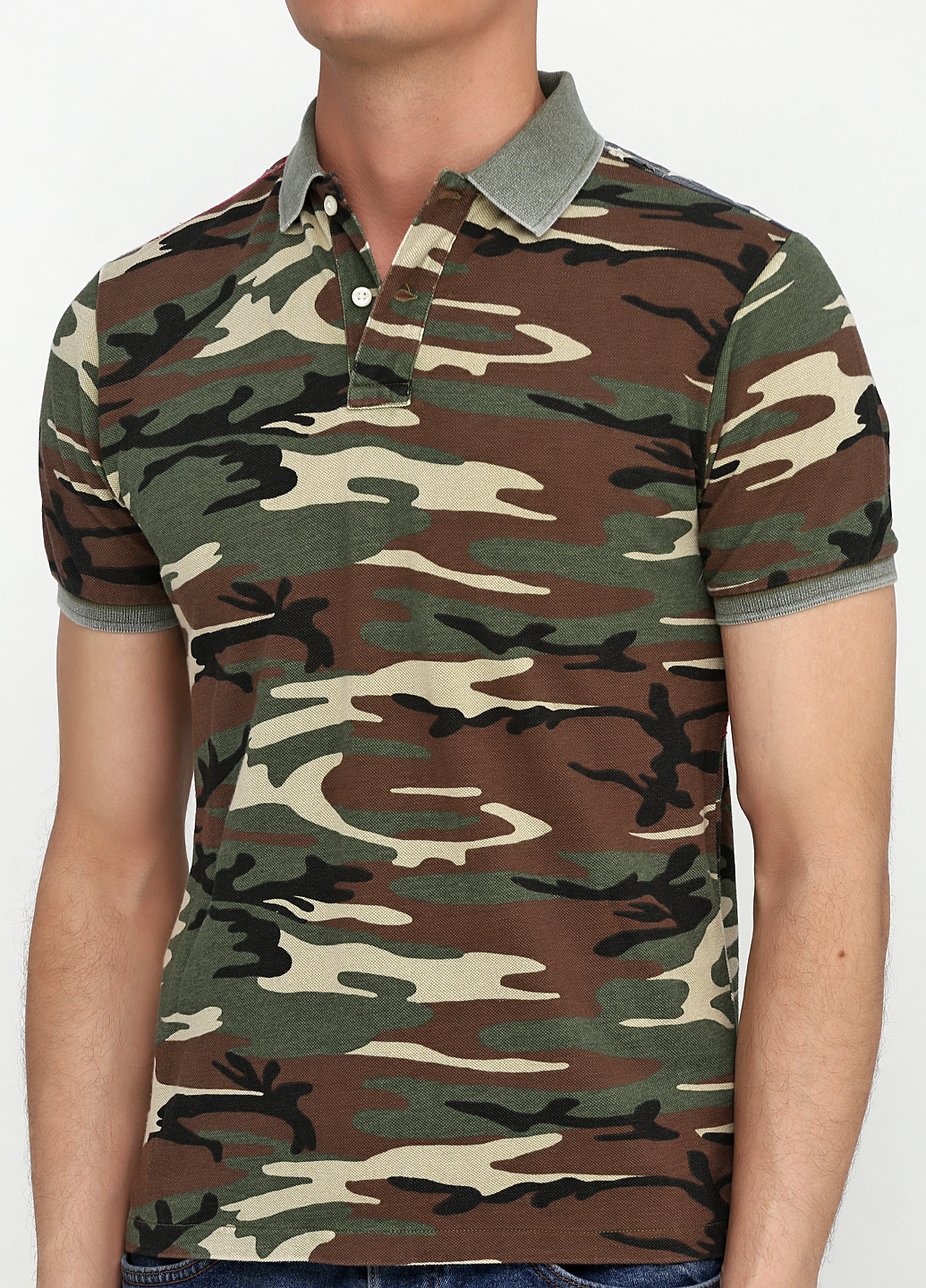 Оливковая (хаки) футболка-поло для мужчин Ralph Lauren с животным (анималистичным) принтом