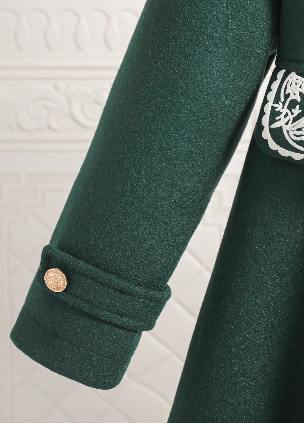 Зеленое зимнее Пальто двубортное SHEIN