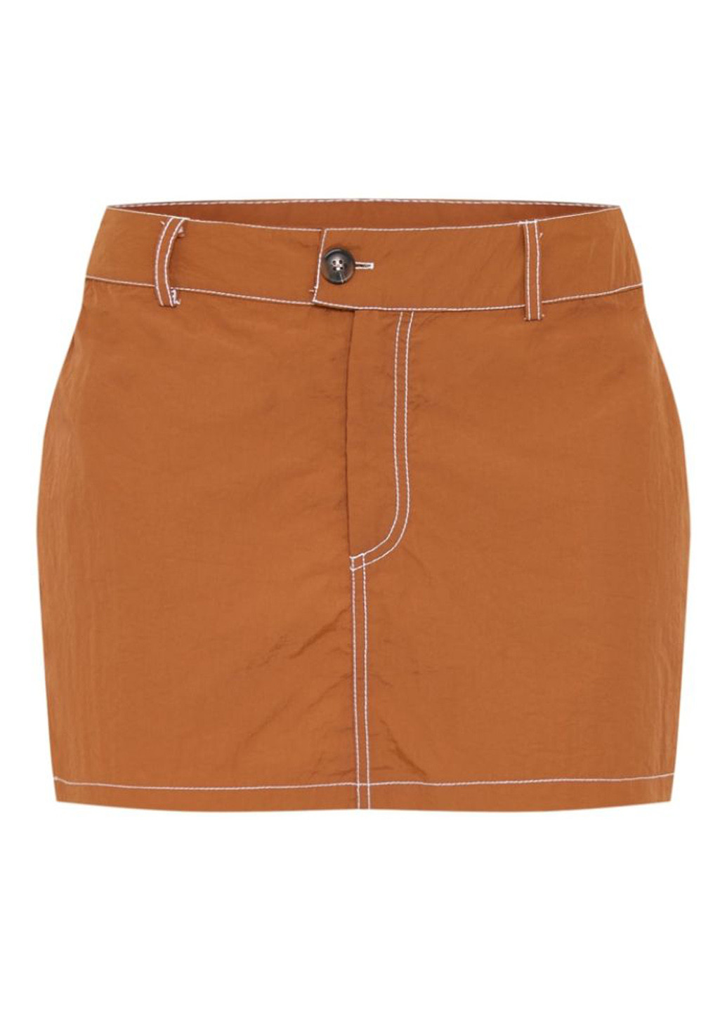 Коричневая офисная, кэжуал однотонная юбка PrettyLittleThing