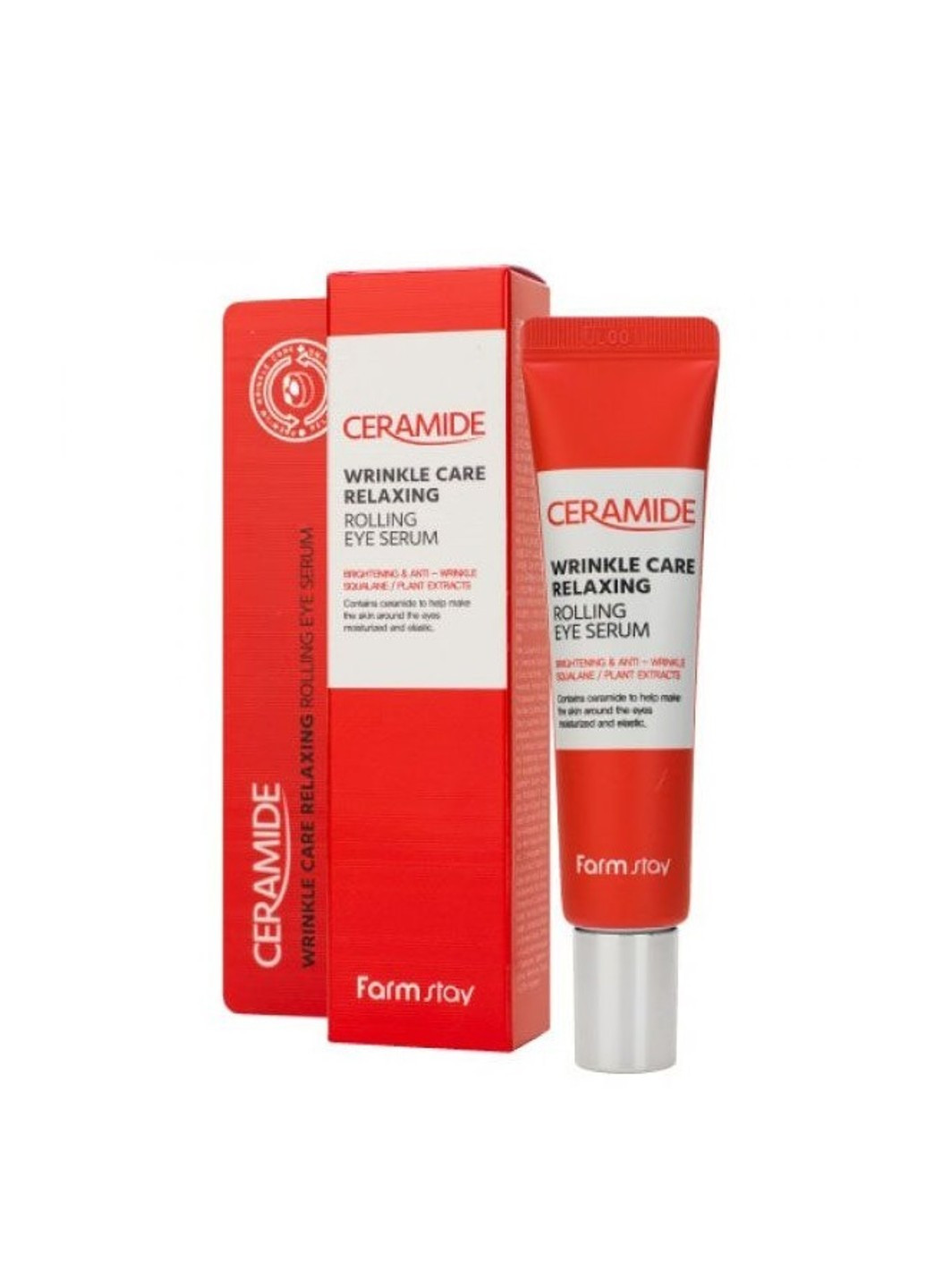 FarmStay Відновлююча сироватка з роллером для шкіри навколо очей Ceramide Wrinkle Care Relaxing Rolling Eye Serum 25 мл — Крем, Південна Корея (254953313)