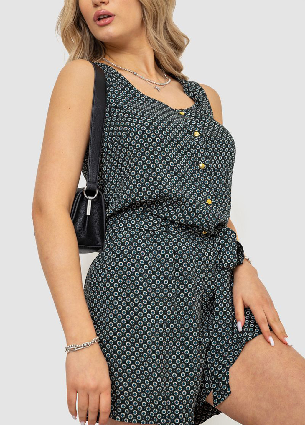 Комбинезон Ager комбинезон-шорты геометрический темно-зелёный кэжуал хлопок