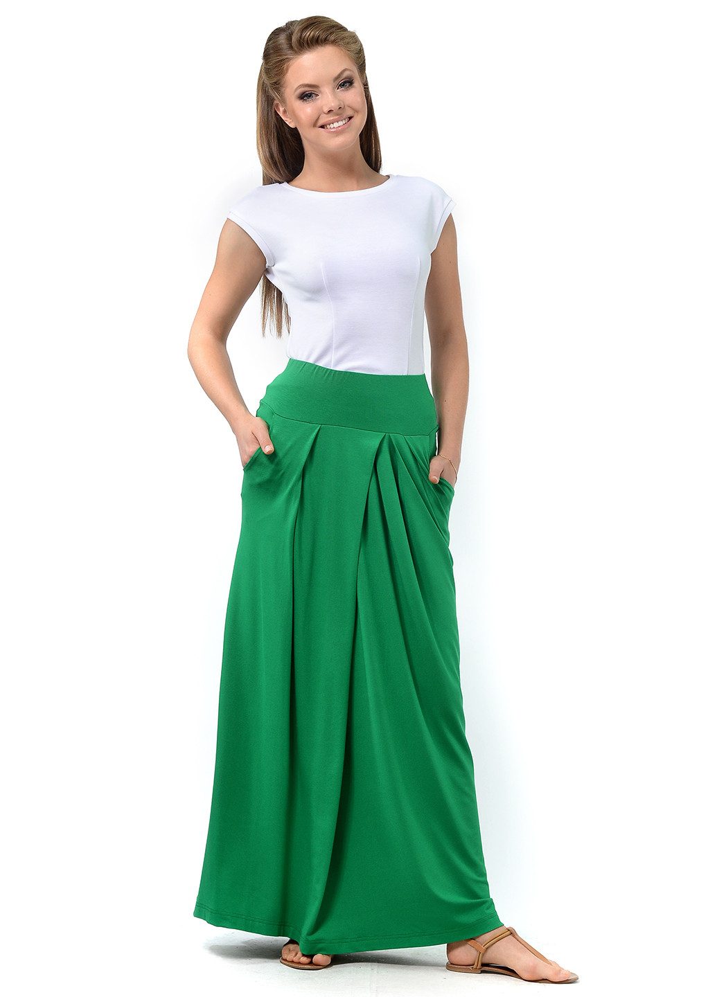 Зеленая кэжуал однотонная юбка Lada Lucci