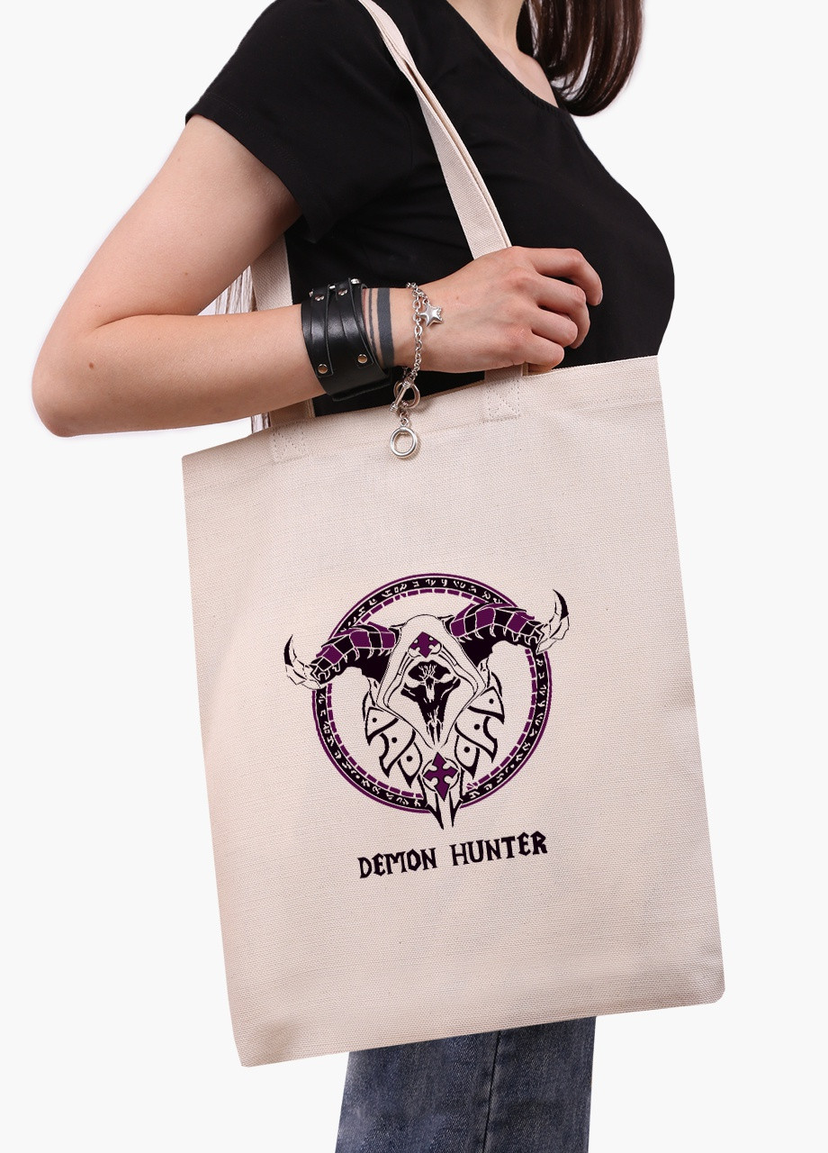 Эко сумка шоппер белая Охотник на демонов (Demon hunter) (9227-1994-WT) Еко сумка шоппер біла 41*35 см MobiPrint (215943720)