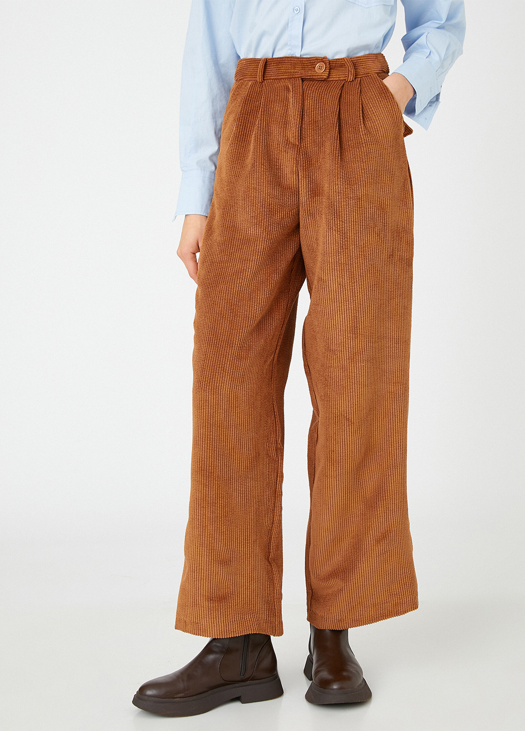 Светло-коричневые кэжуал демисезонные прямые брюки KOTON