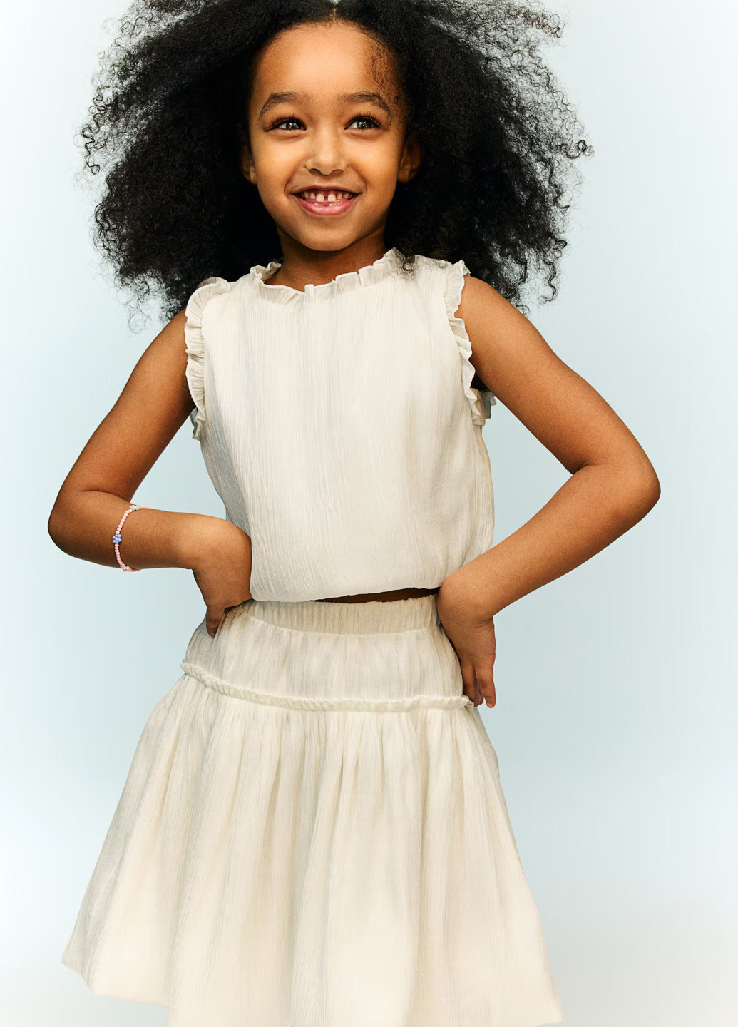 Молочный летний костюм (топ, юбка) H&M