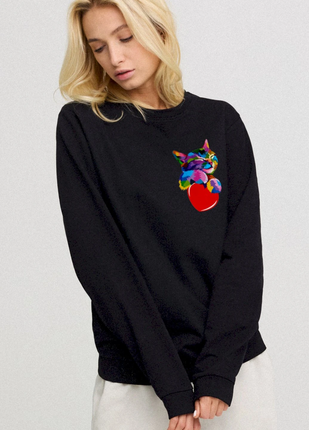 Черный світшот жіночий oversize /no flis/ YAPPI (254658633)