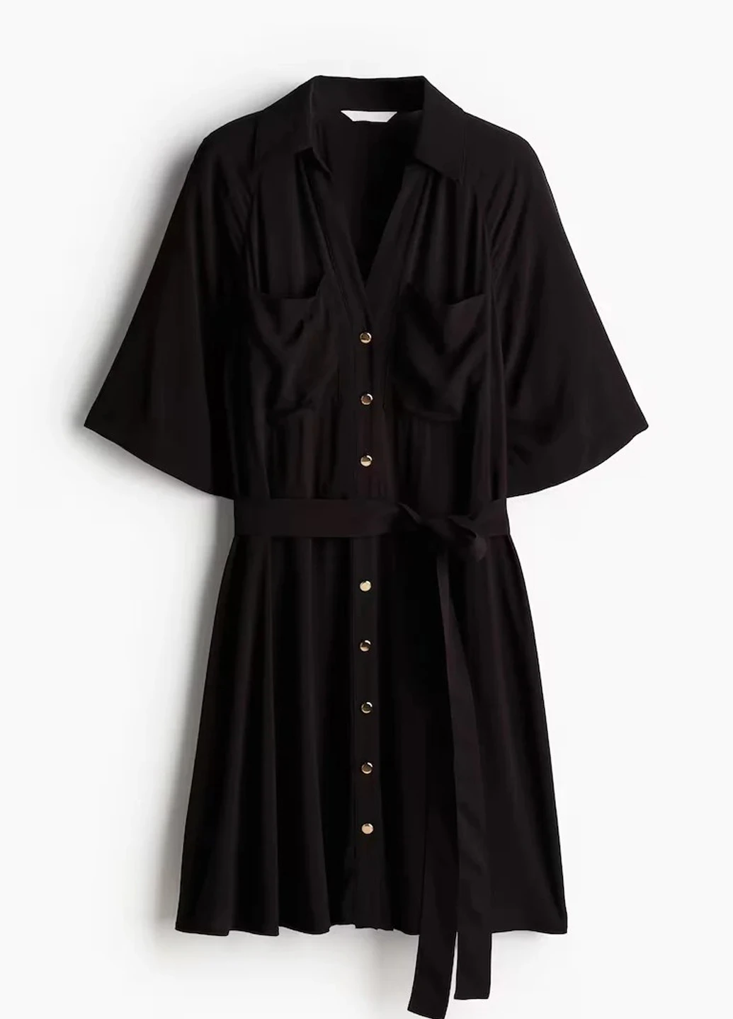 Черное платье H&M однотонное