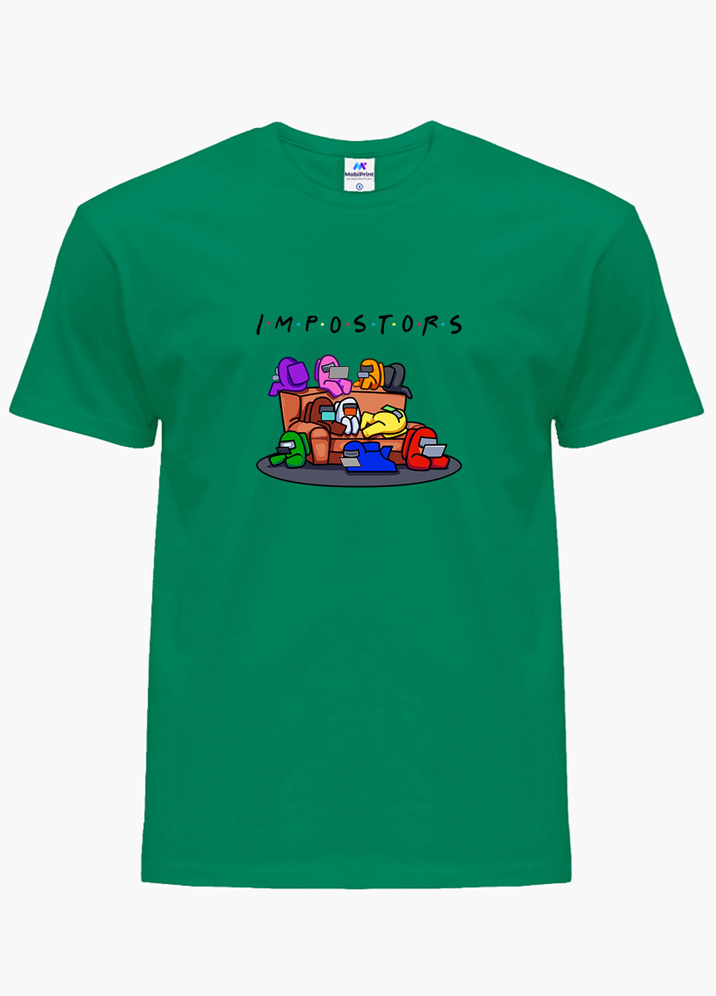 Зелена демісезонна футболка дитяча амонг ас друзі самозванці (among us friends impostors) (9224-2427) MobiPrint