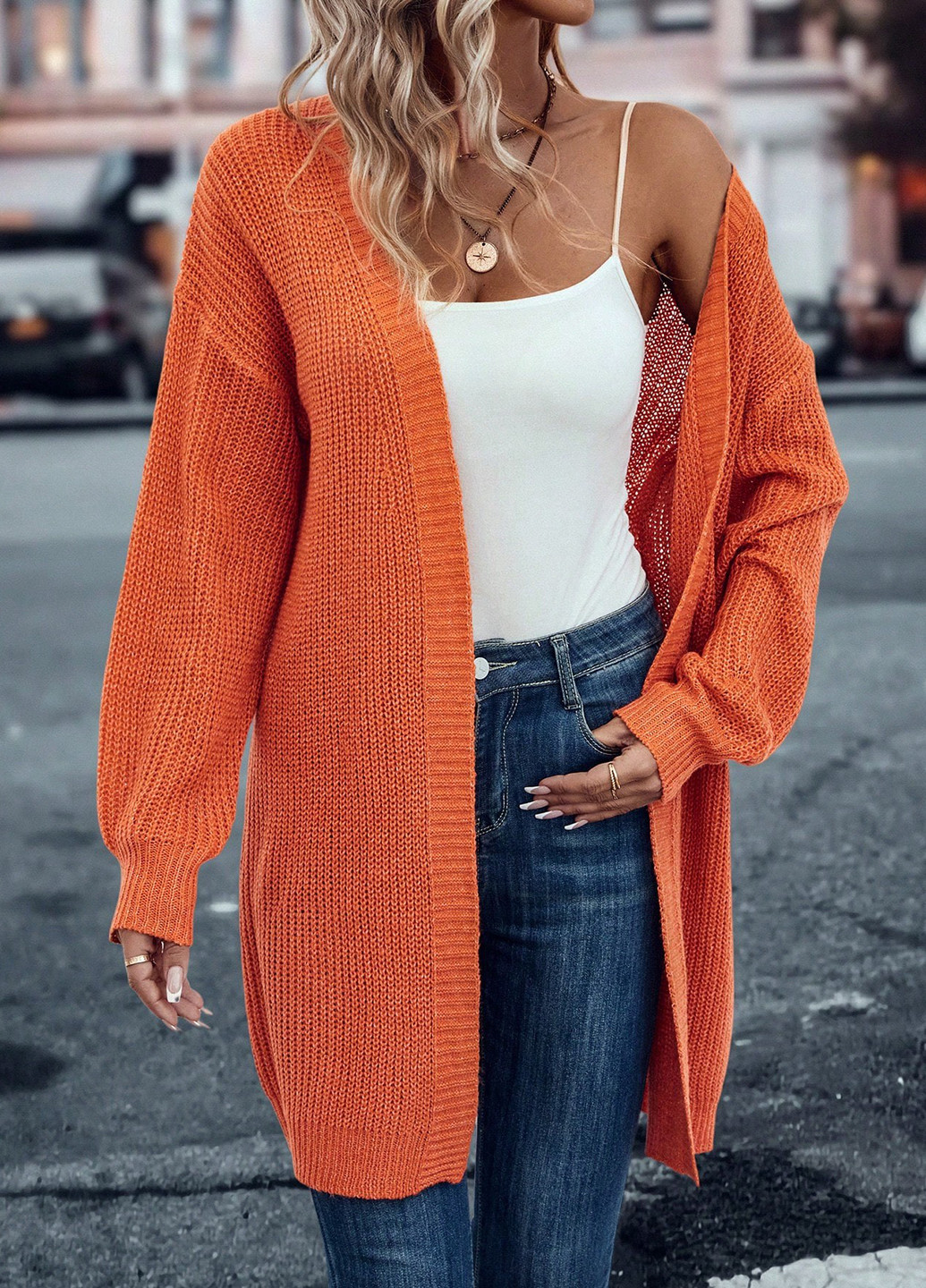 Оранжевый демисезонный кардиган SHEIN