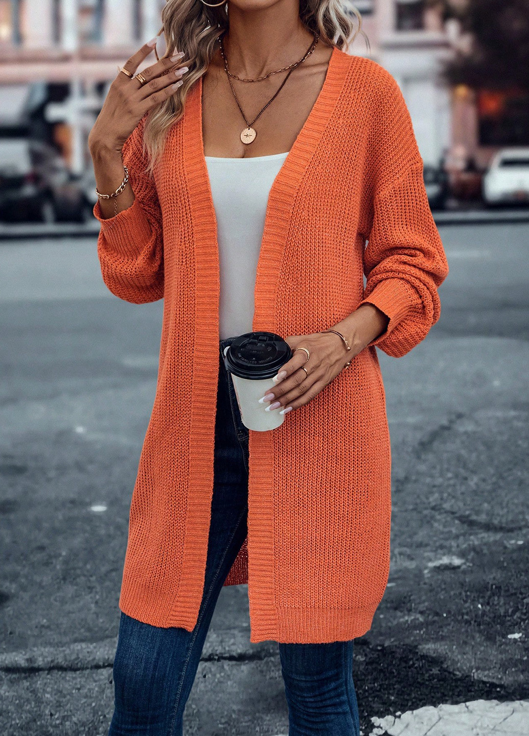 Оранжевый демисезонный кардиган SHEIN