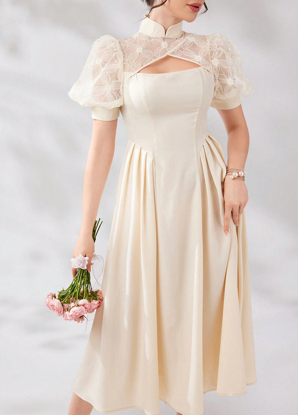 Світло-бежева святковий, вечірня сукня SHEIN однотонна