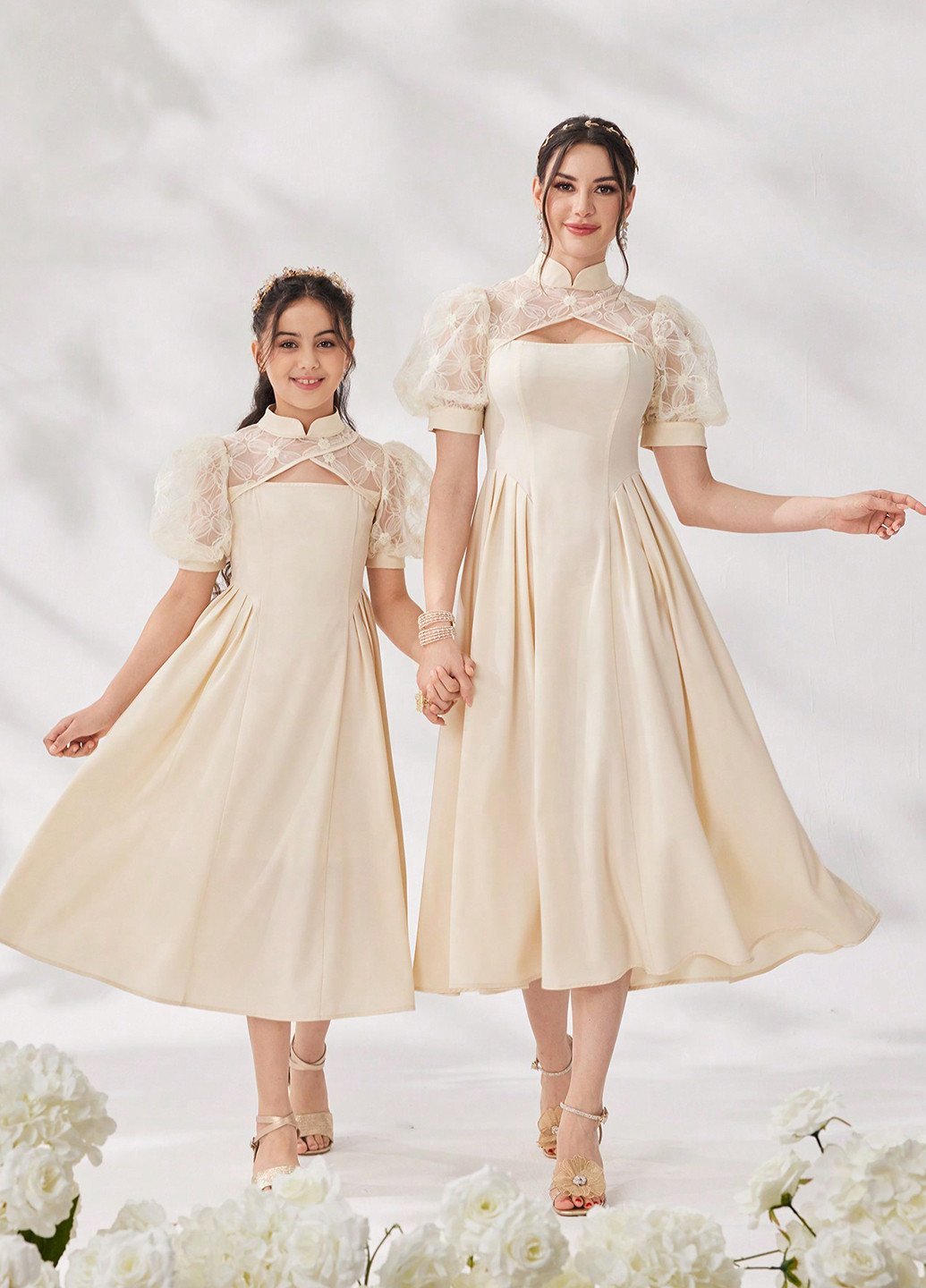 Світло-бежева святковий, вечірня сукня SHEIN однотонна