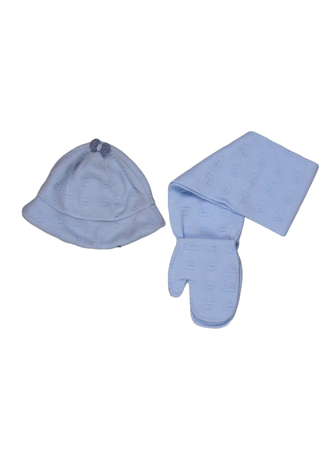 Комплект (шапка, шарф) Terribelli однотонная голубая кэжуал полиэстер