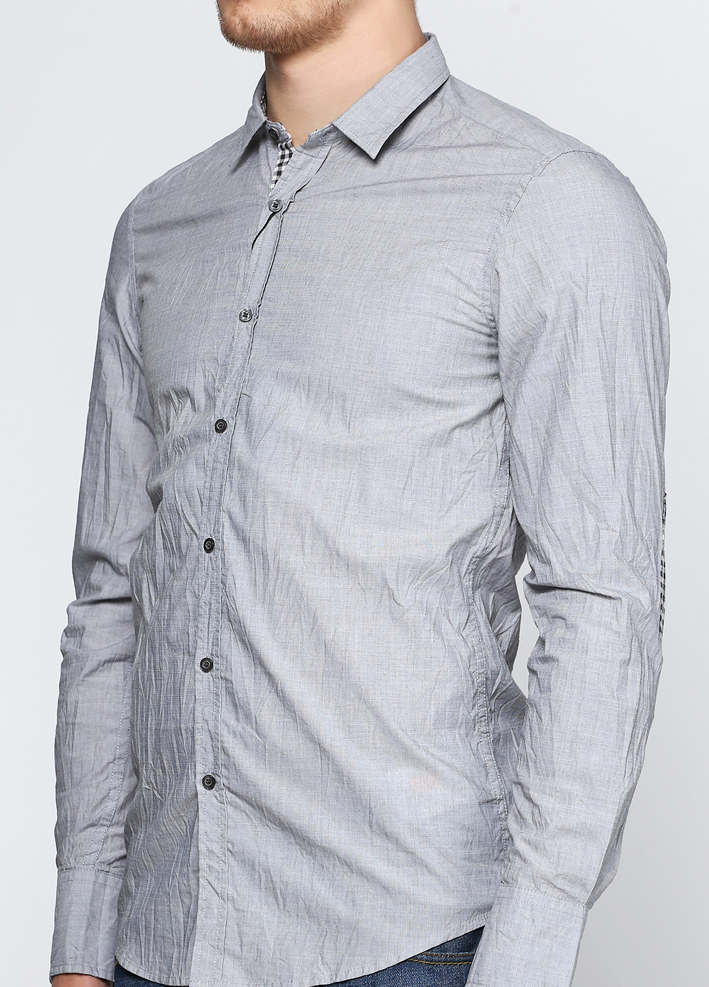 Серая кэжуал рубашка однотонная Antony Morato с длинным рукавом