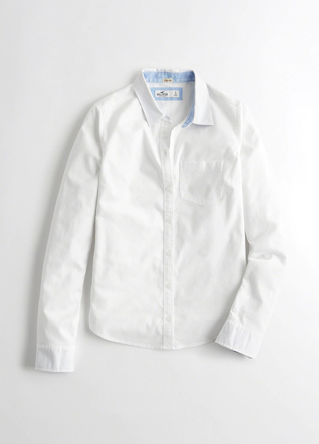Белая кэжуал рубашка однотонная Hollister