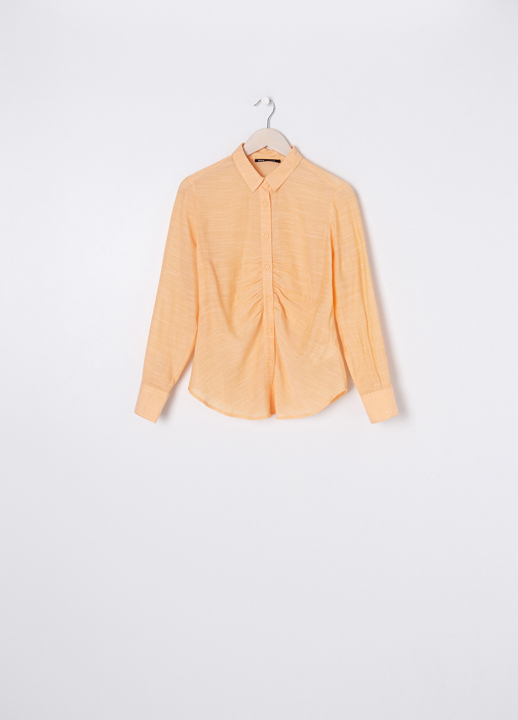 Персиковая кэжуал рубашка однотонная Sinsay