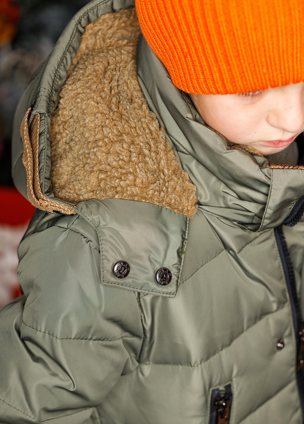 Зелена зимня пухова зимова куртка для хлопчика DobraMAMA