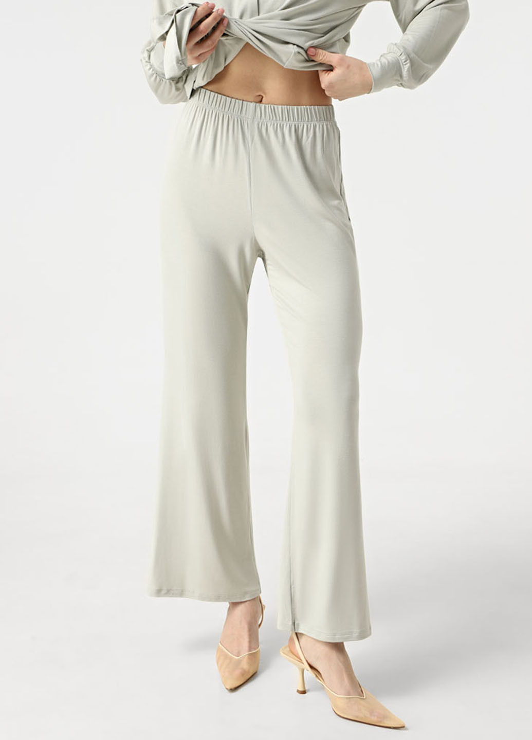 Серо-зеленая всесезон пижама (рубашка, брюки) рубашка + брюки Promin