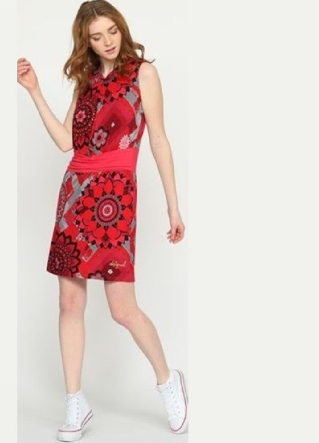 Червона кежуал плаття, сукня Desigual з абстрактним візерунком