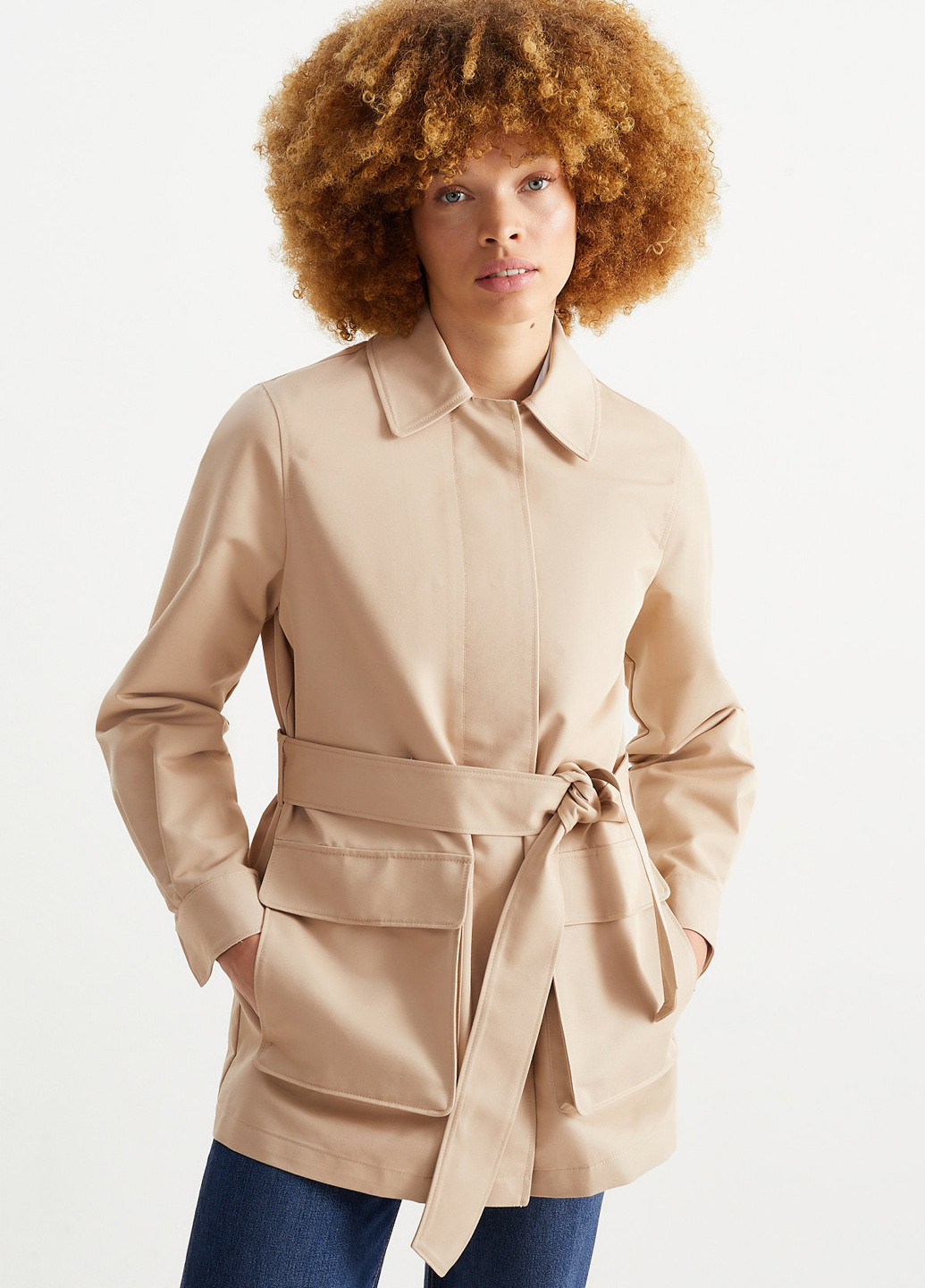 Бежевый женский жакет C&A однотонный - демисезонный