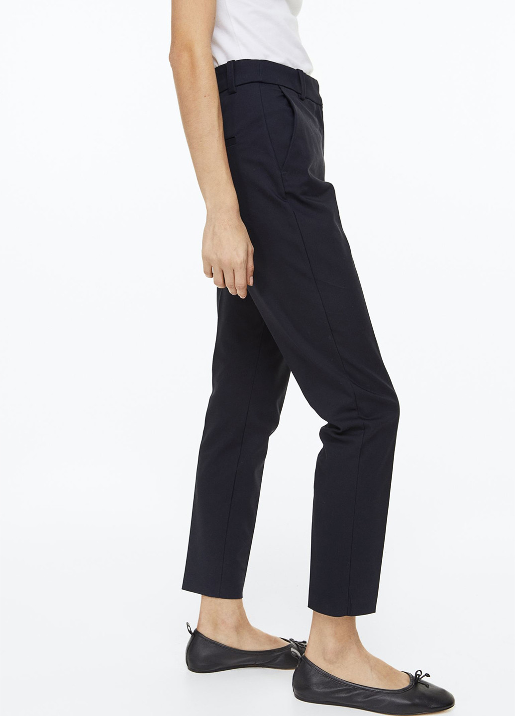 Темно-синие классические демисезонные зауженные, укороченные брюки H&M