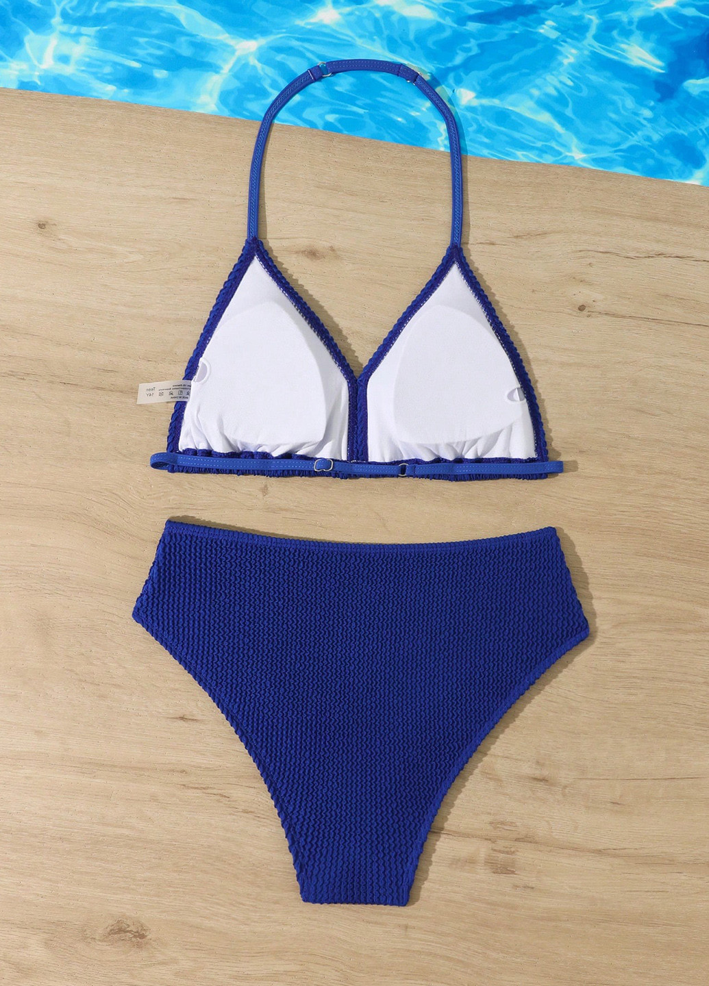 Синий летний купальник (лиф, трусики) халтер, раздельный SHEIN