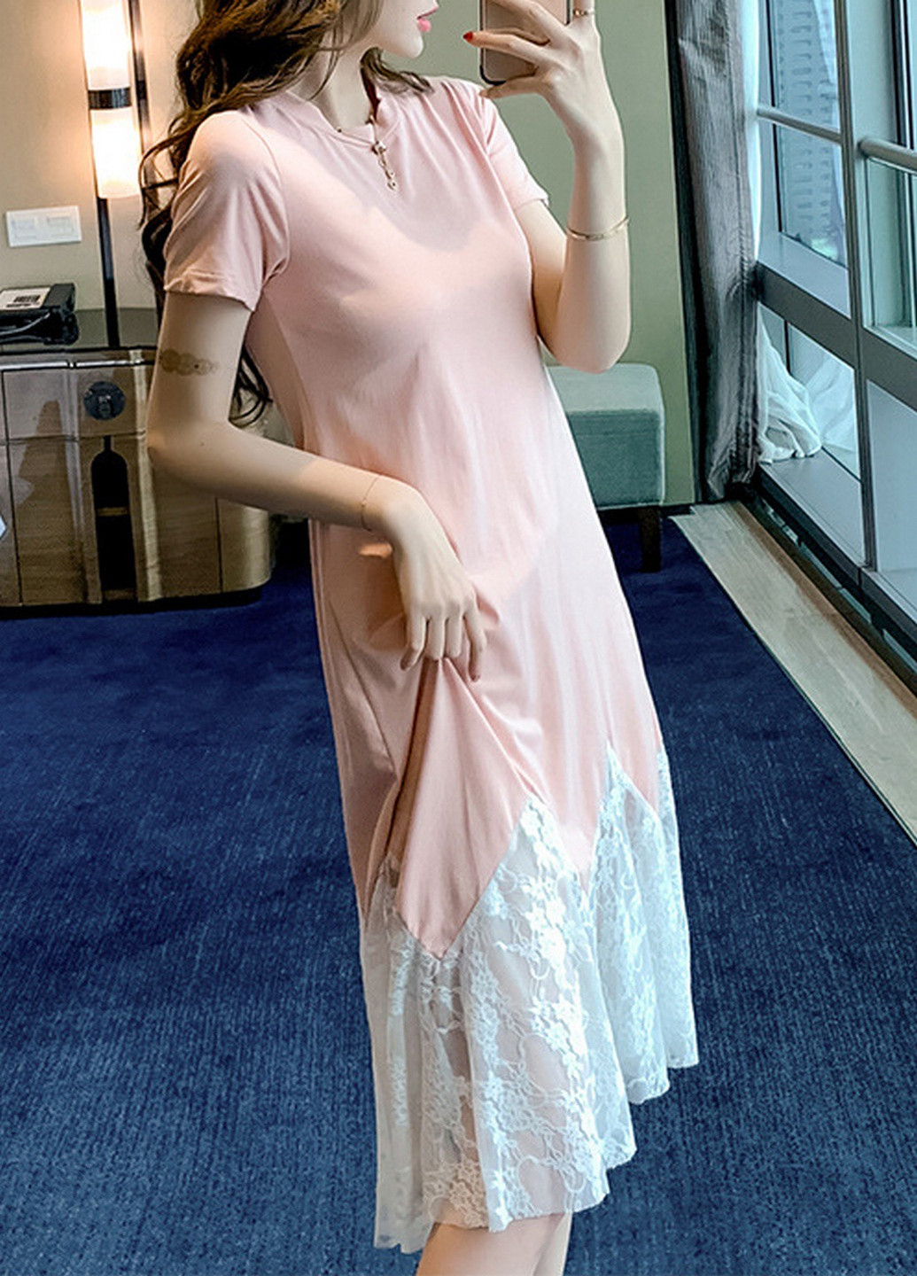 Рожева повсякденний плаття No Brand однотонна