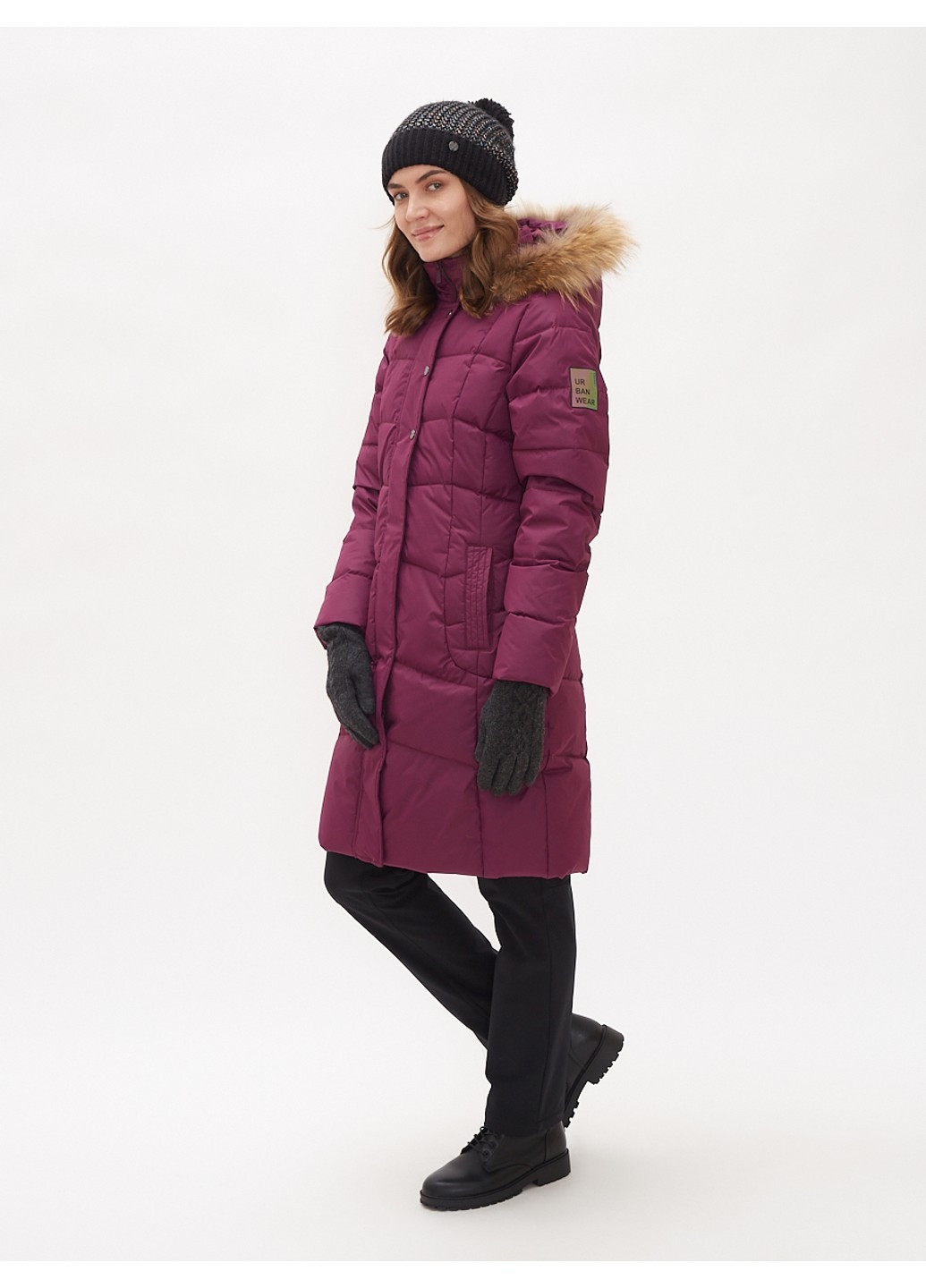 Бордове зимнє Пальто-пуховик YESSICA Huppa