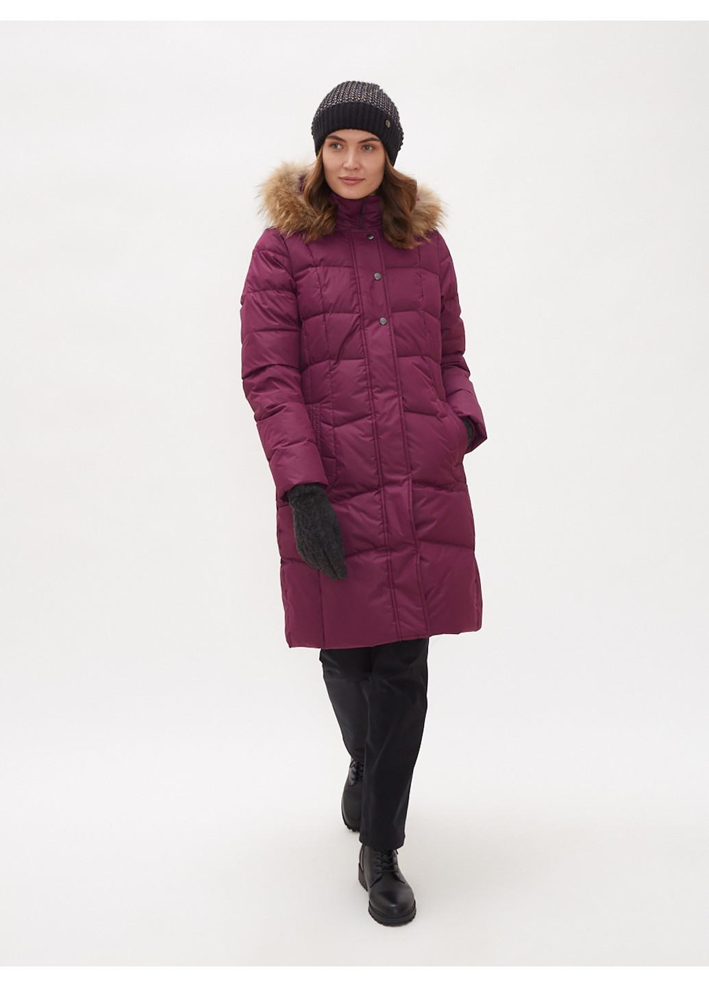 Бордове зимнє Пальто-пуховик YESSICA Huppa