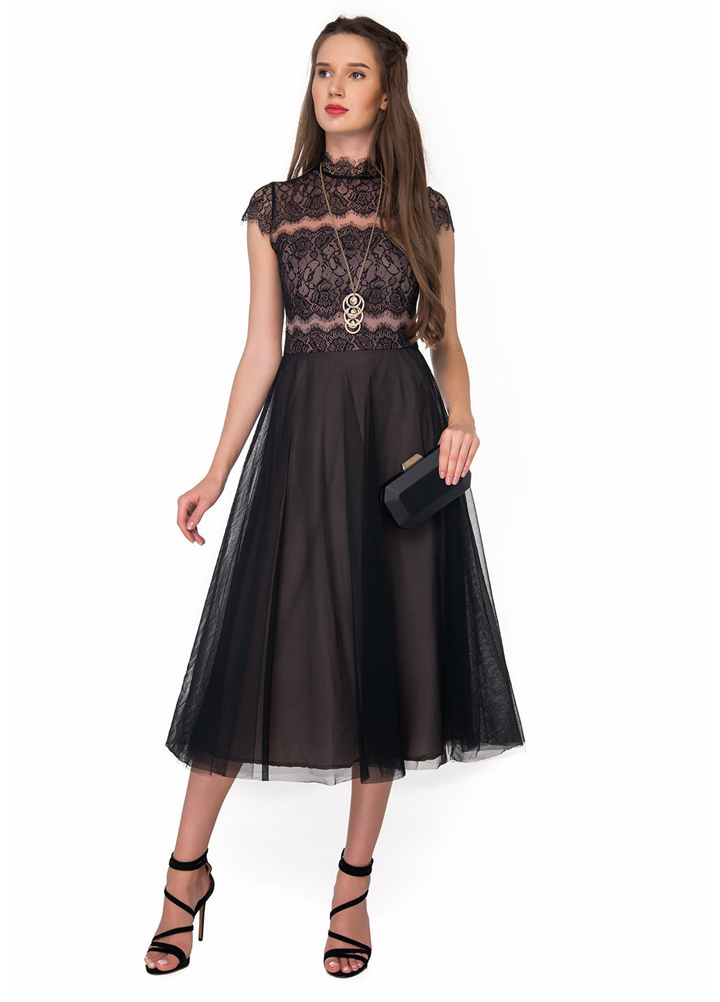 Черное коктейльное платье клеш Arefeva однотонное