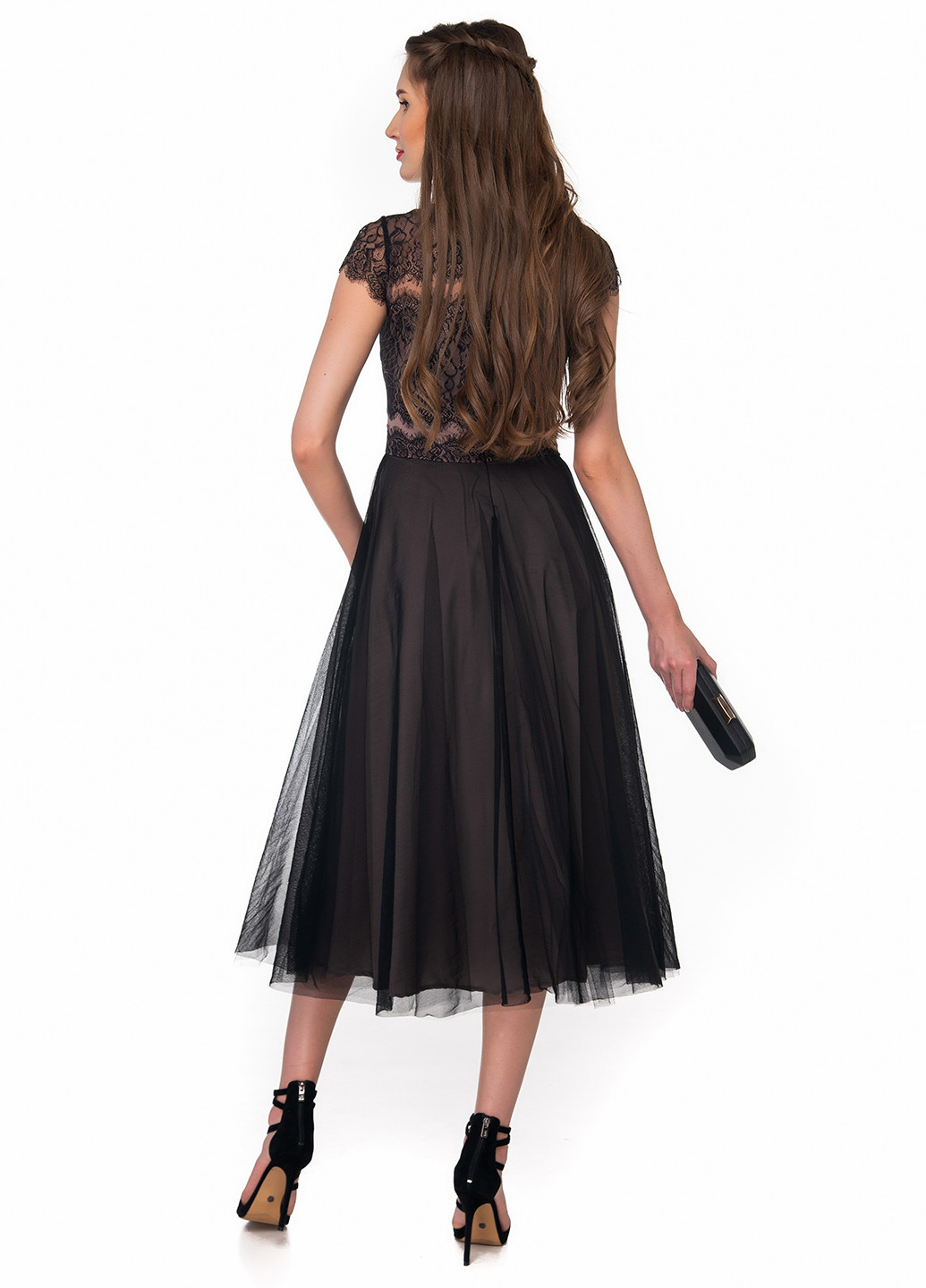 Черное коктейльное платье клеш Arefeva однотонное
