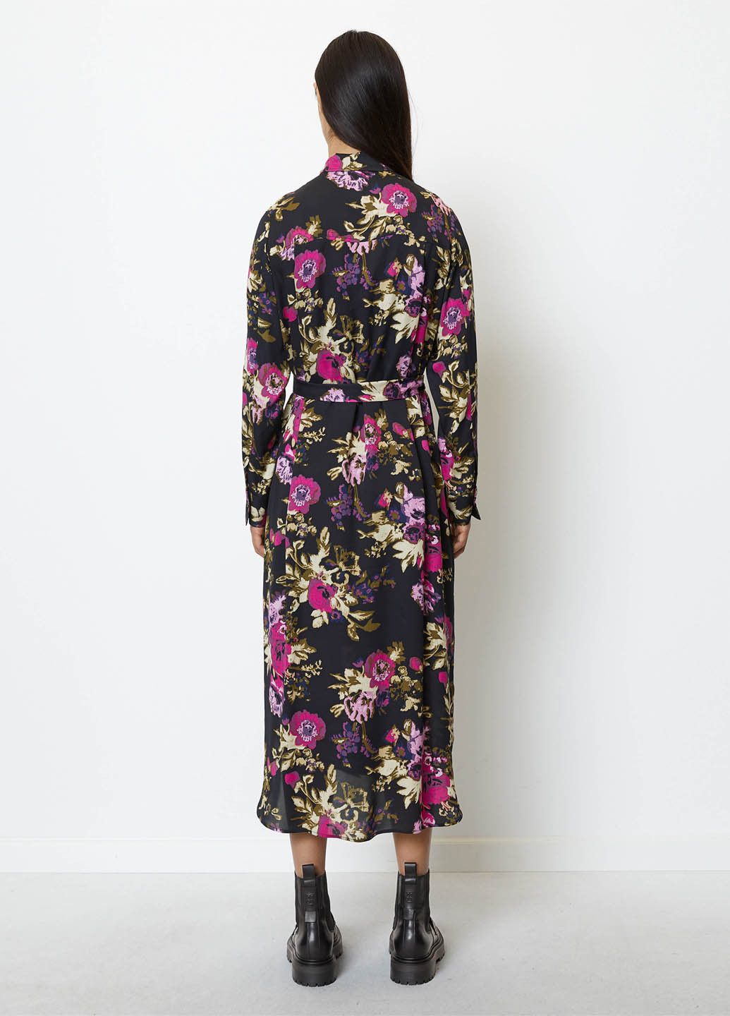 Чорна кежуал сукня сукня-сорочка Marc O'Polo з квітковим принтом