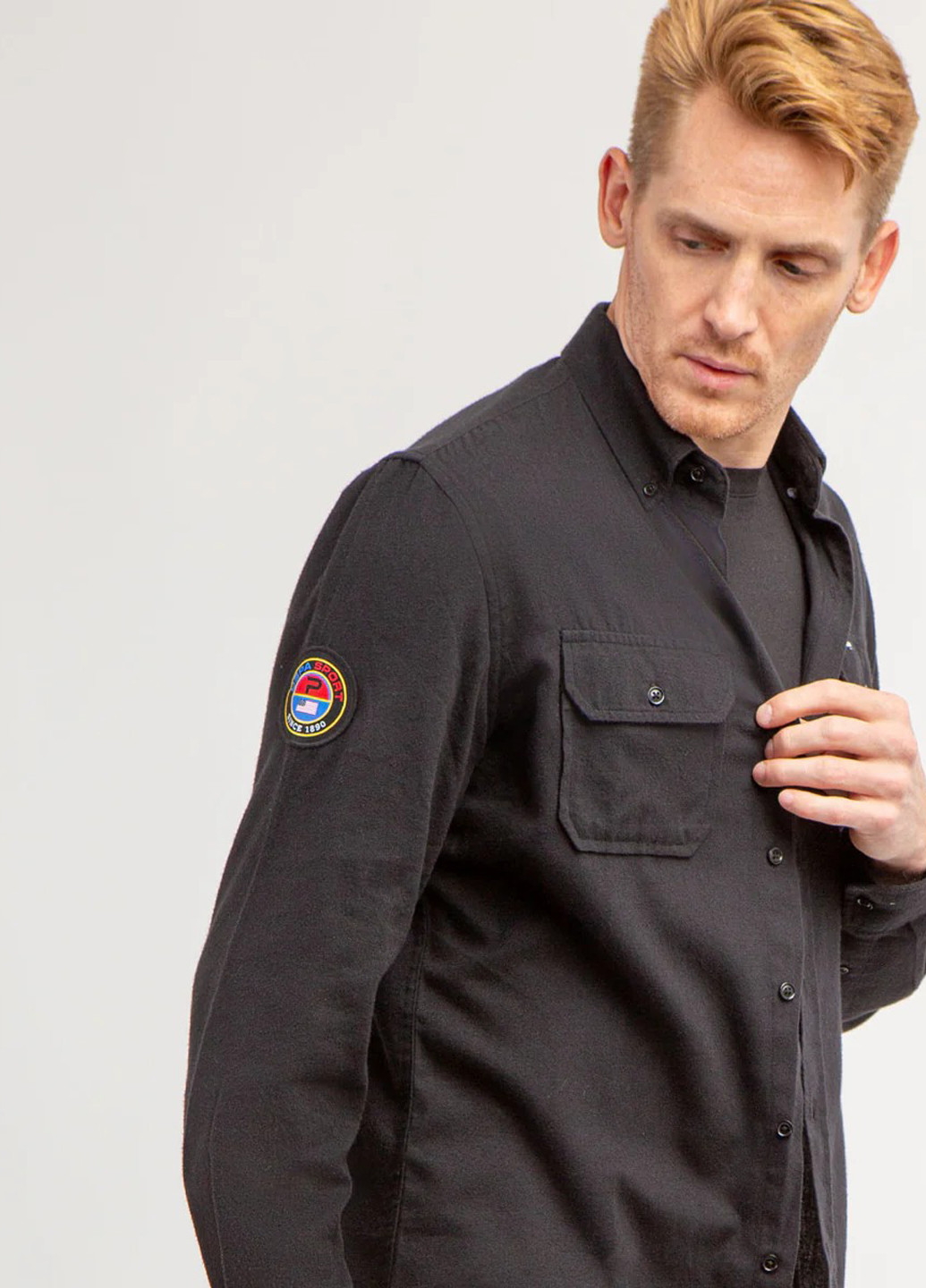 Черная кэжуал рубашка однотонная U.S. Polo Assn.