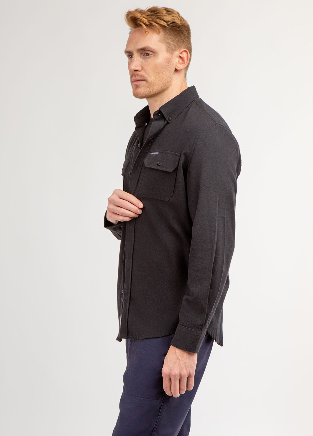 Черная кэжуал рубашка однотонная U.S. Polo Assn.