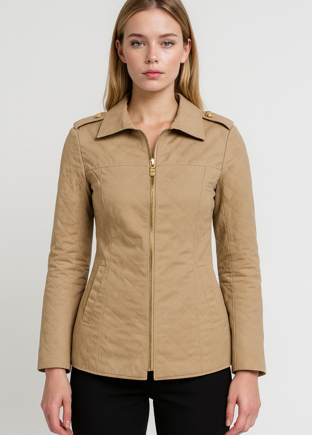 Бежевый женский жакет Sassofono однотонный - демисезонный