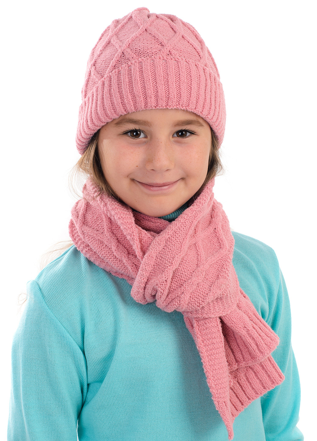 Рожевий демісезонний комплект (шапка, шарф) SVTR