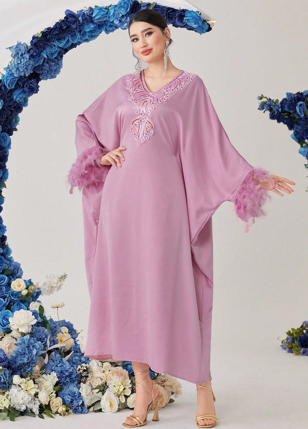 Светло-розовое вечернее, кэжуал платье оверсайз SHEIN однотонное