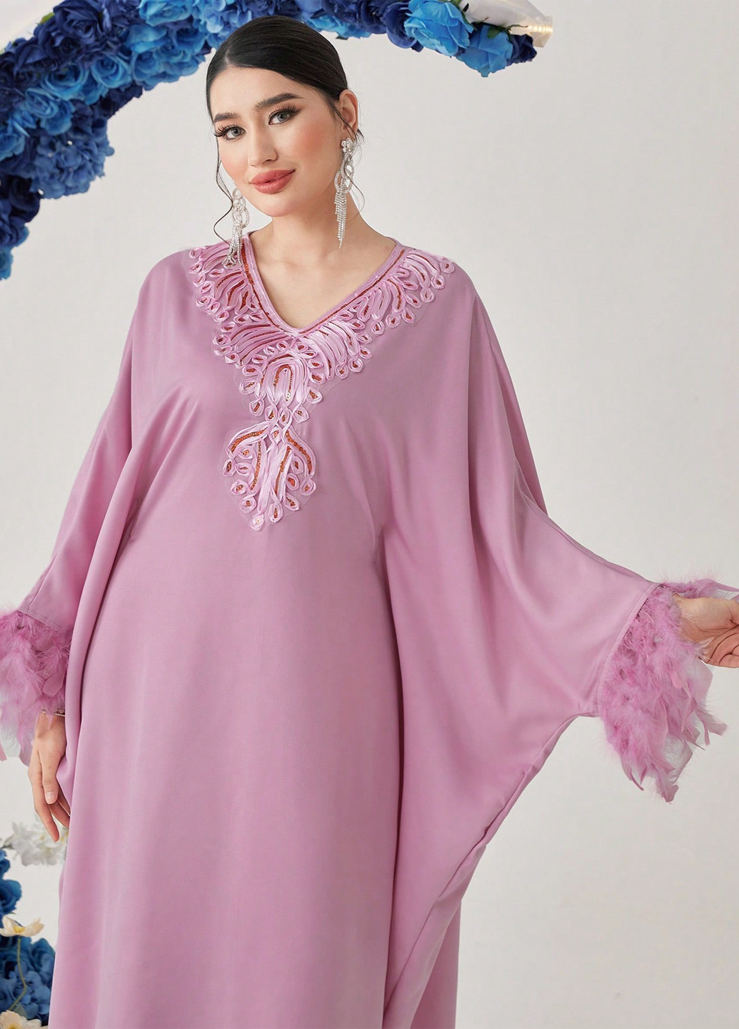 Светло-розовое вечернее, кэжуал платье оверсайз SHEIN однотонное