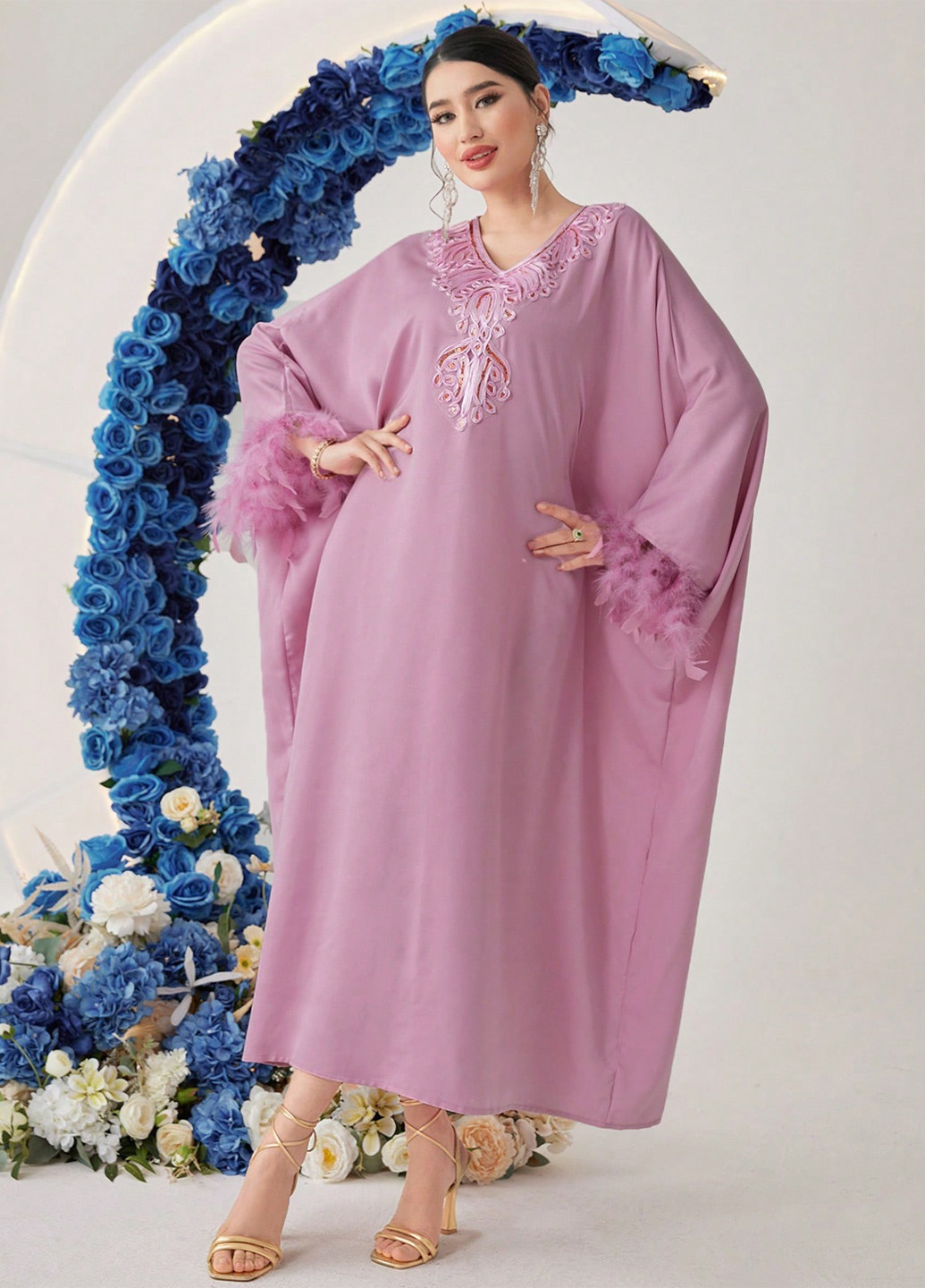Светло-розовое вечернее, кэжуал платье оверсайз SHEIN однотонное