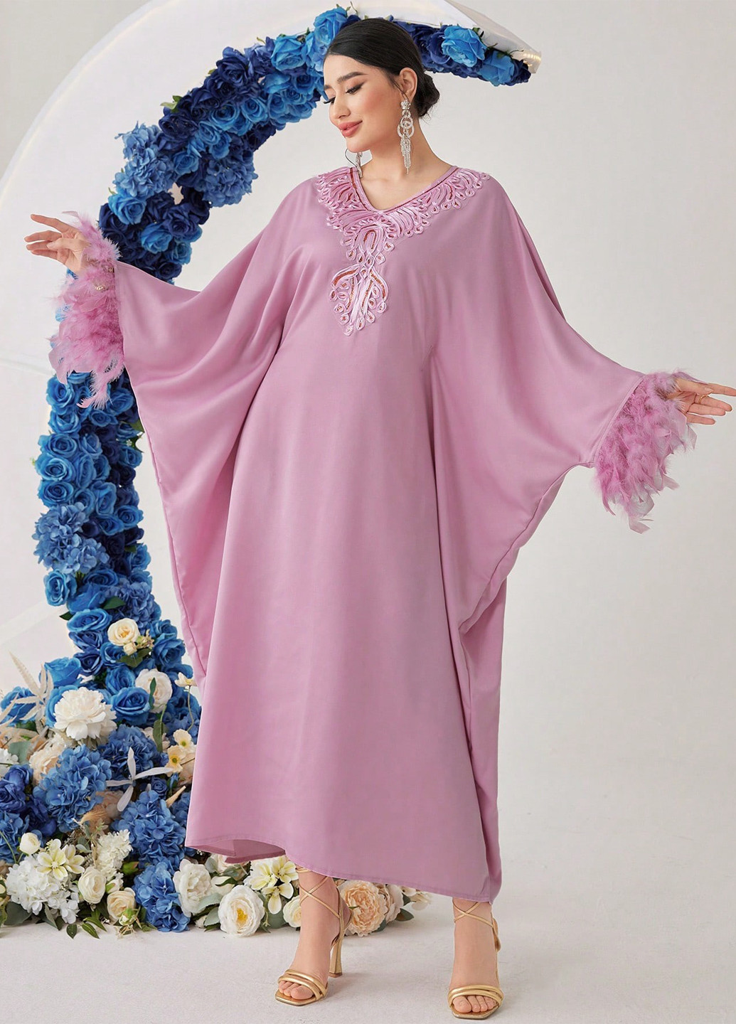 Светло-розовое вечернее, кэжуал платье оверсайз SHEIN однотонное