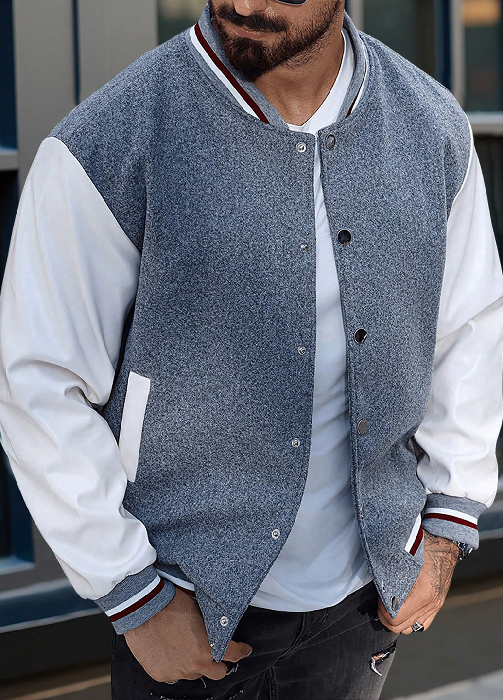 Бомбер SHEIN бейсбольный на кнопках (367006269)